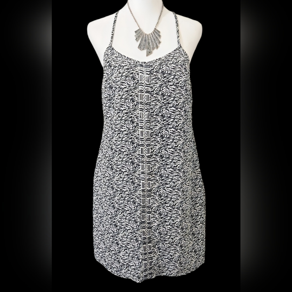 Aryn K Monochrome Zebra Print Dress